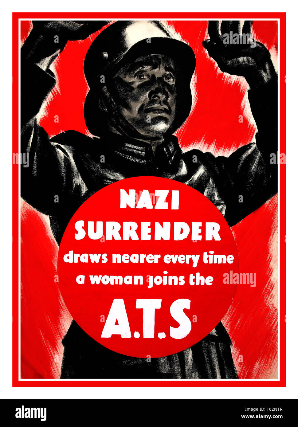 Vintage Rekrutierung ATS 1940 WW2 UK Britische Propaganda Poster' NS-Auslieferung rückt näher jedes Mal eine Frau tritt dem A.T. S' 1939-1946 Stockfoto