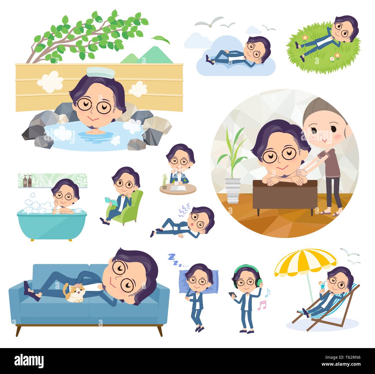 Eine Reihe von Männern über entspannend. Es gibt Aktionen wie Urlaub und Stress Relief. Es ist Vektor Kunst so ist es leicht zu bearbeiten. Stock Vektor