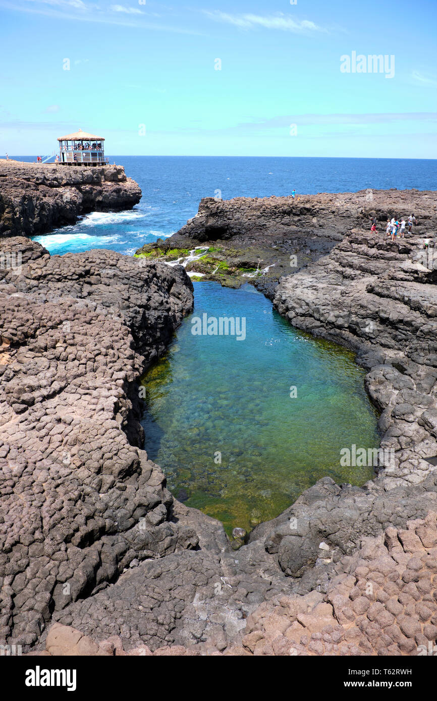 Blue Eye oder Olho Azul, Buracona Insel Sal, Kap Verde, Afrika Stockfoto