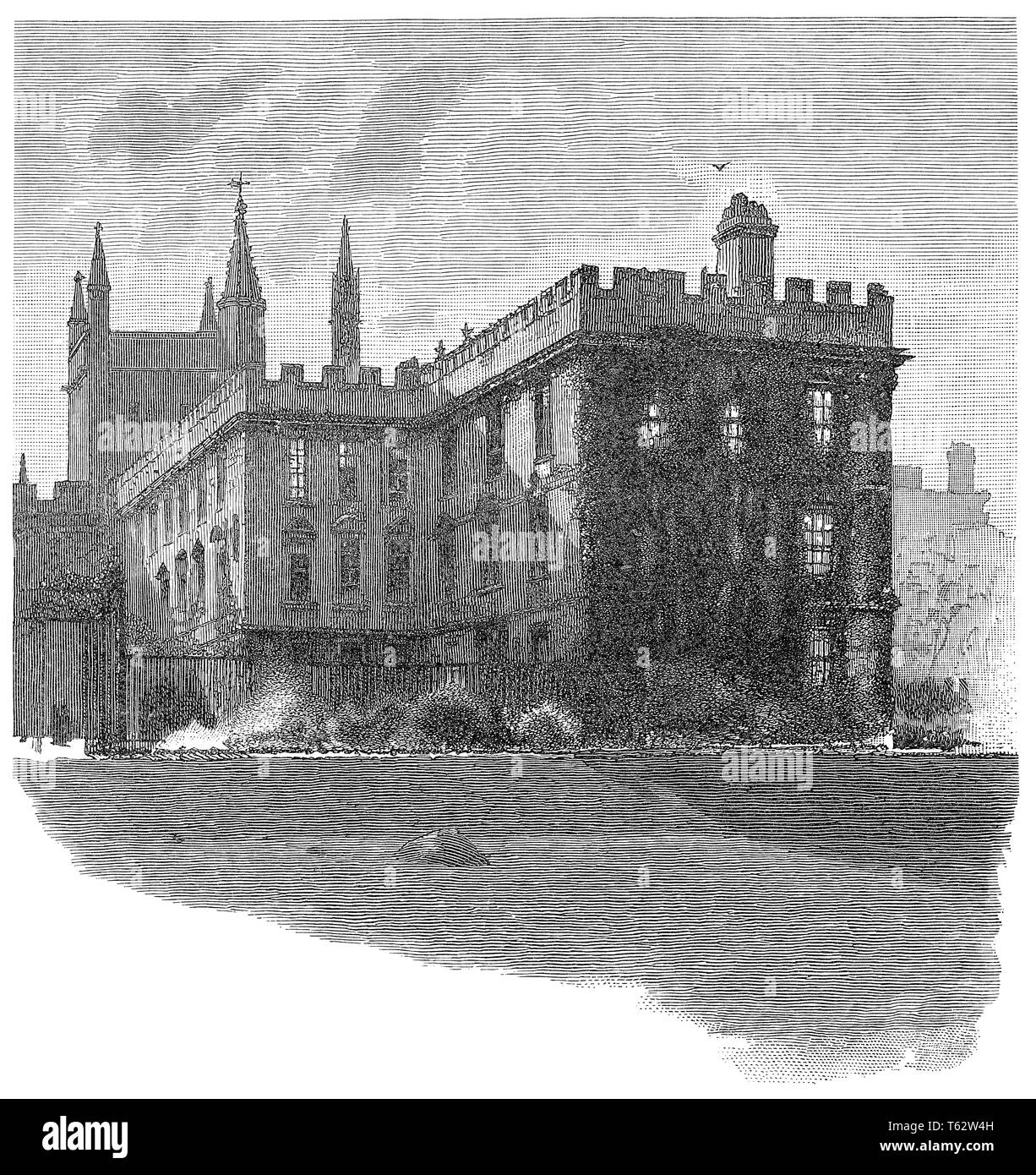 1891 der Gravur des New College in Oxford, Oxfordshire, England. Stockfoto