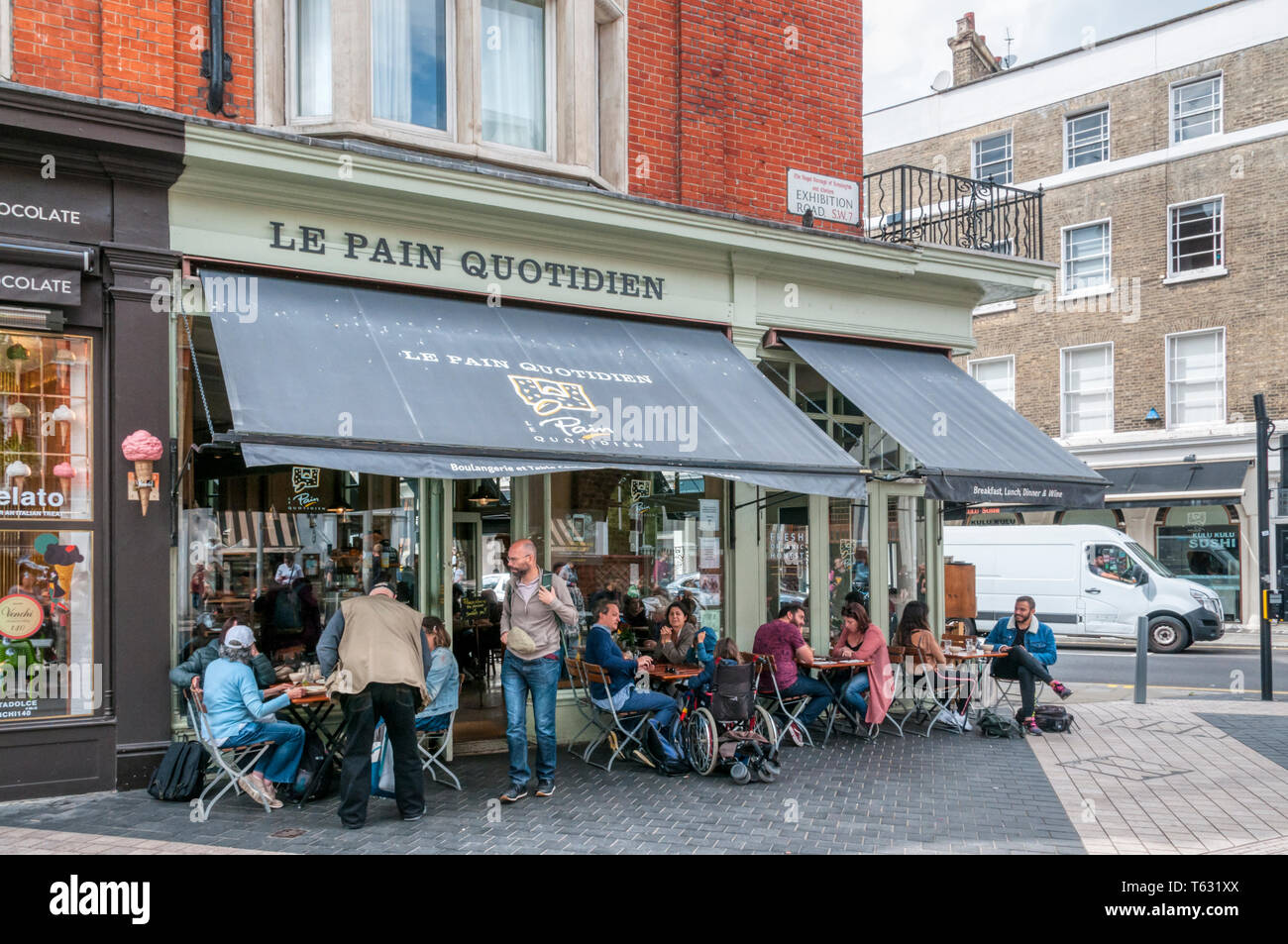 Ein Le Pain Quotidien Bäckerei - Restaurant in die Exhibition Road, South Kensington. Stockfoto
