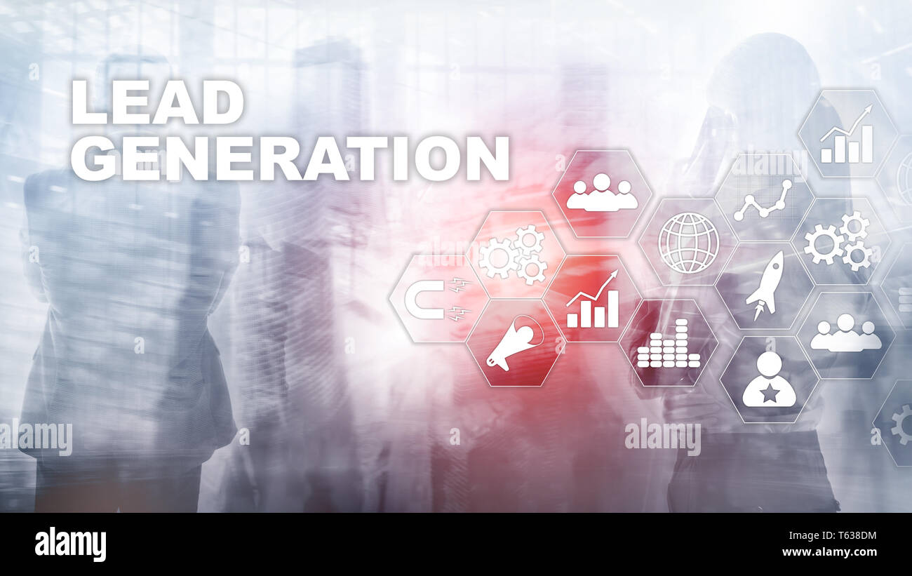 Lead Generation Analyse Business Research Interest Konzept. Marketing Strategie zur Technologie Stockfoto