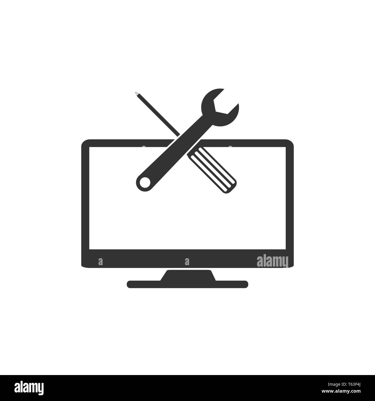 Vector Illustration, flache Bauform. Reparatur Service computer Symbol Stock Vektor