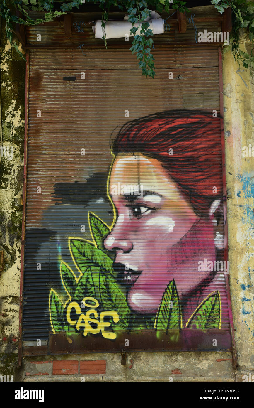 Street Art rund um das Galata Viertel, Istanbul, Türkei, Europa. Stockfoto