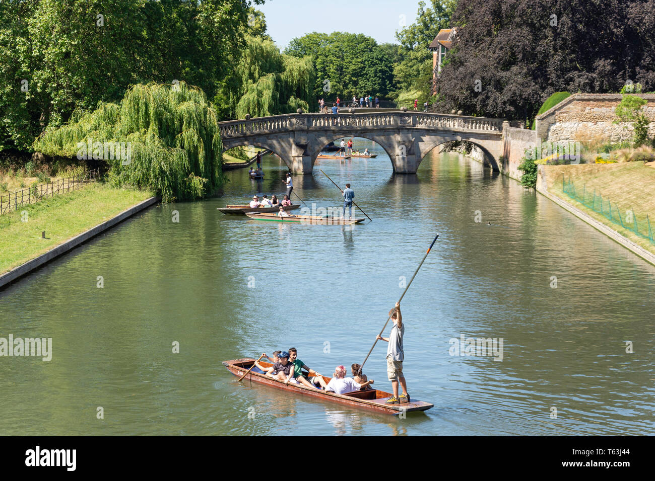 Stocherkähne auf dem Fluss Cam, Cambridge, Cambridgeshire, England, Vereinigtes Königreich Stockfoto