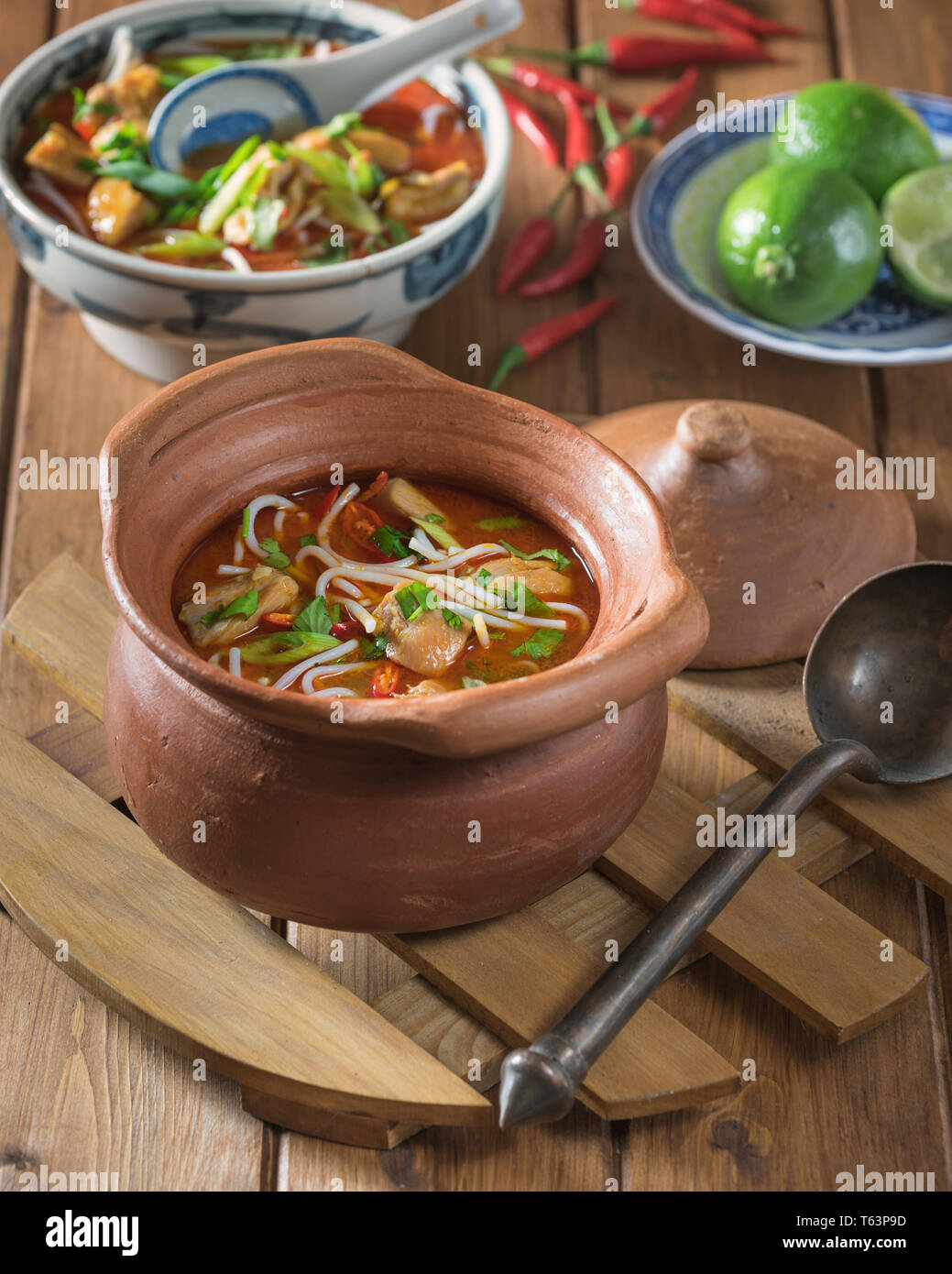 Khao Poon. Reis Nudelsuppe. Laos Essen Stockfoto