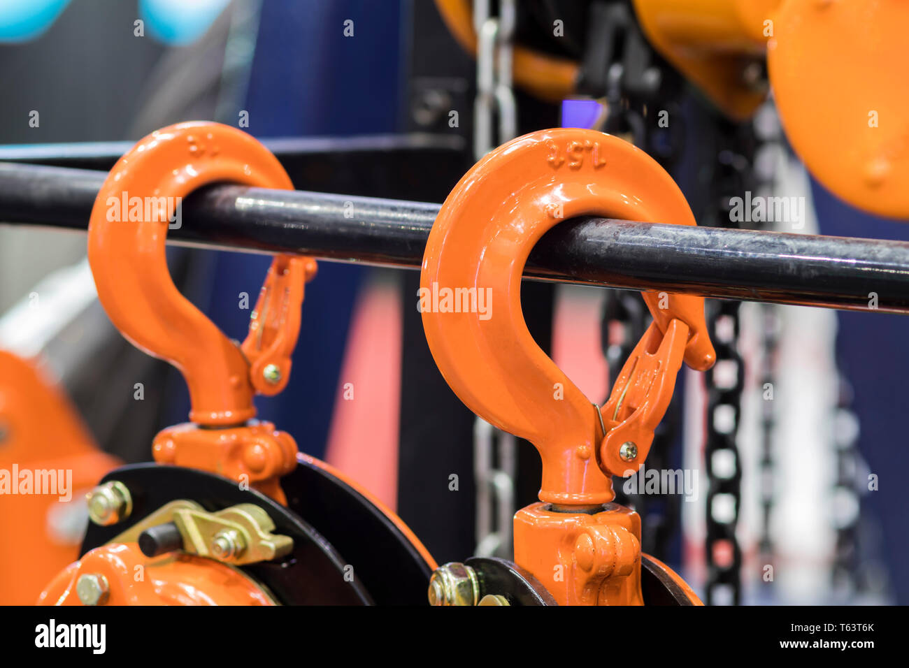 Haken für Industrie Kran; bis schließen Stockfoto