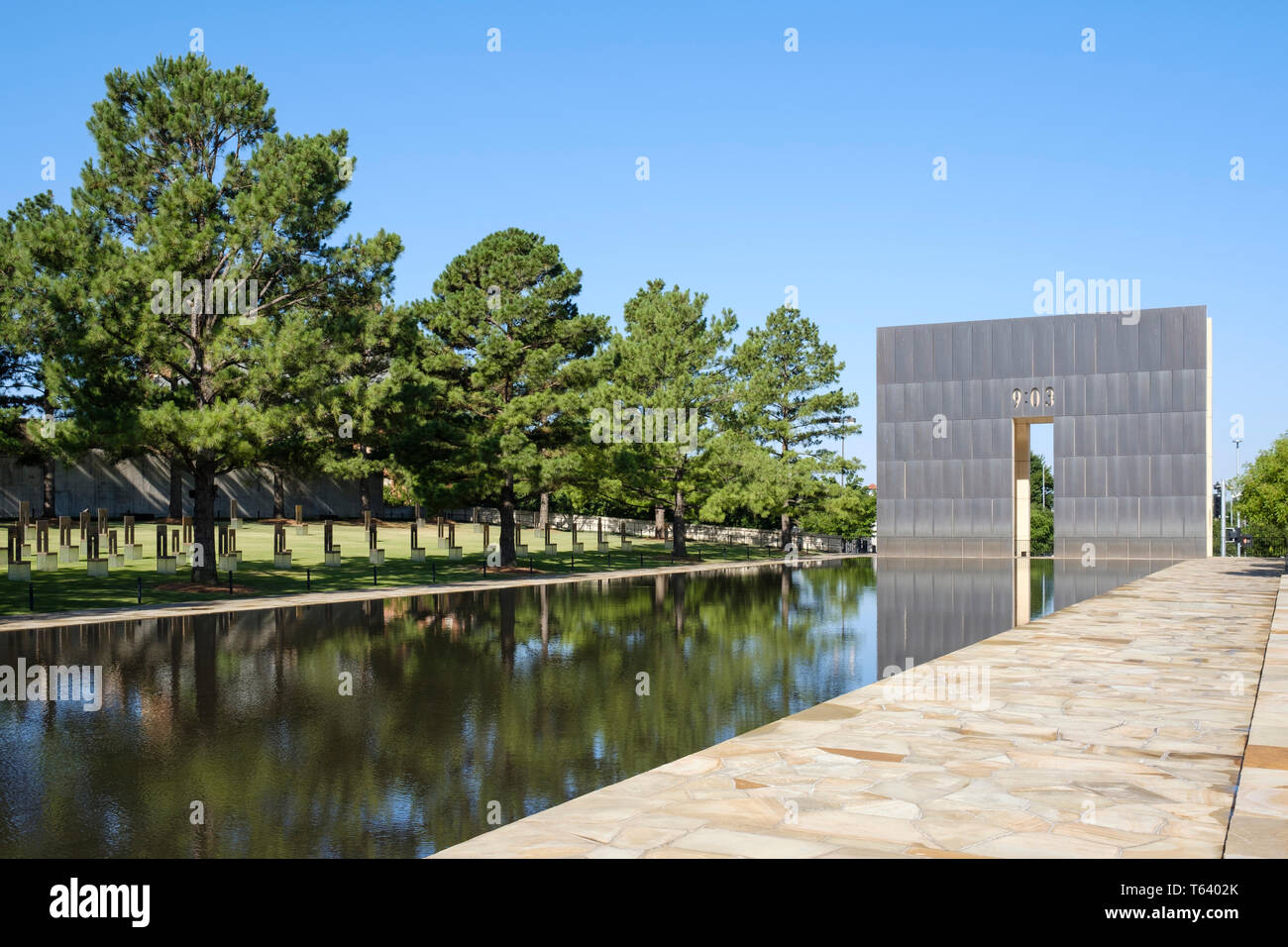 Die Oklahoma City National Memorial, die von der Oklahoma City Bombing am 19 April, 1995 betroffen waren, USA Stockfoto