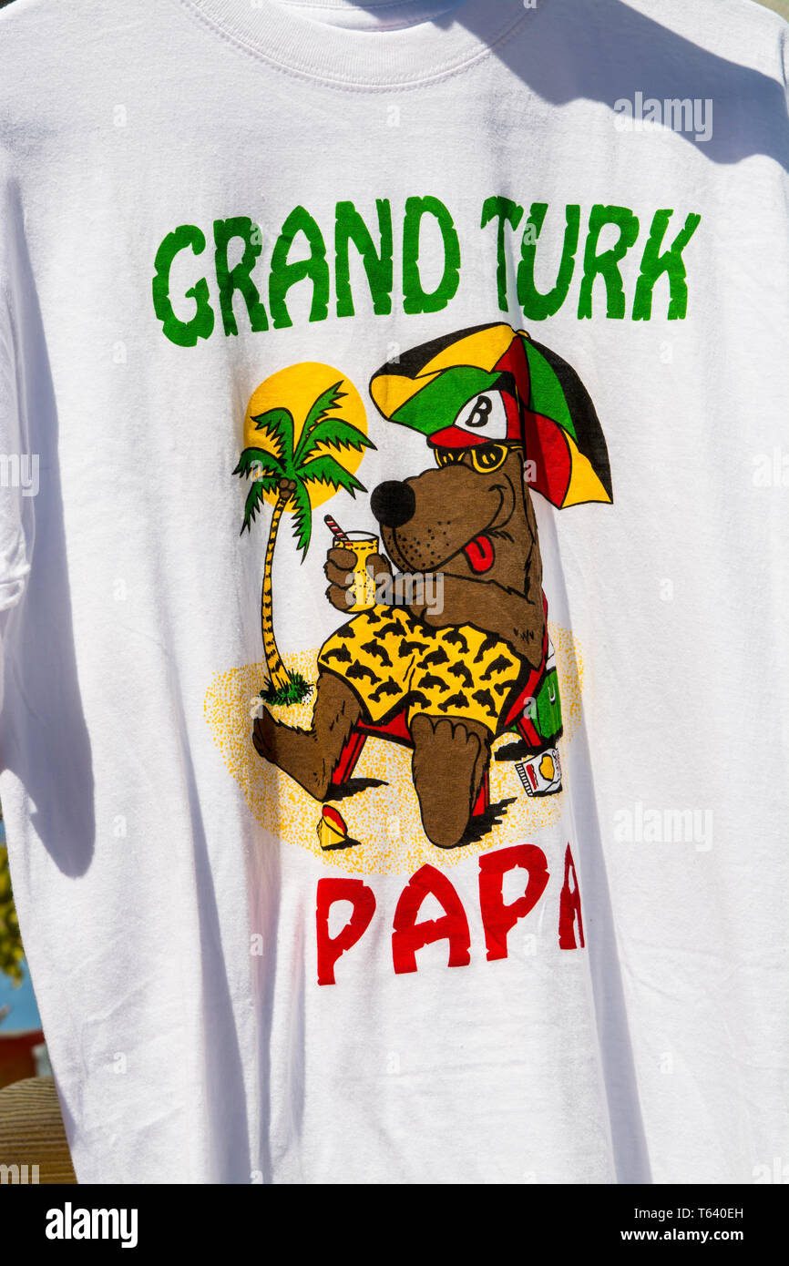 Souvenirs in Grand Turk Cruise Port, Grand Turk, Turks- und Caicos-Inseln, Karibik. Stockfoto