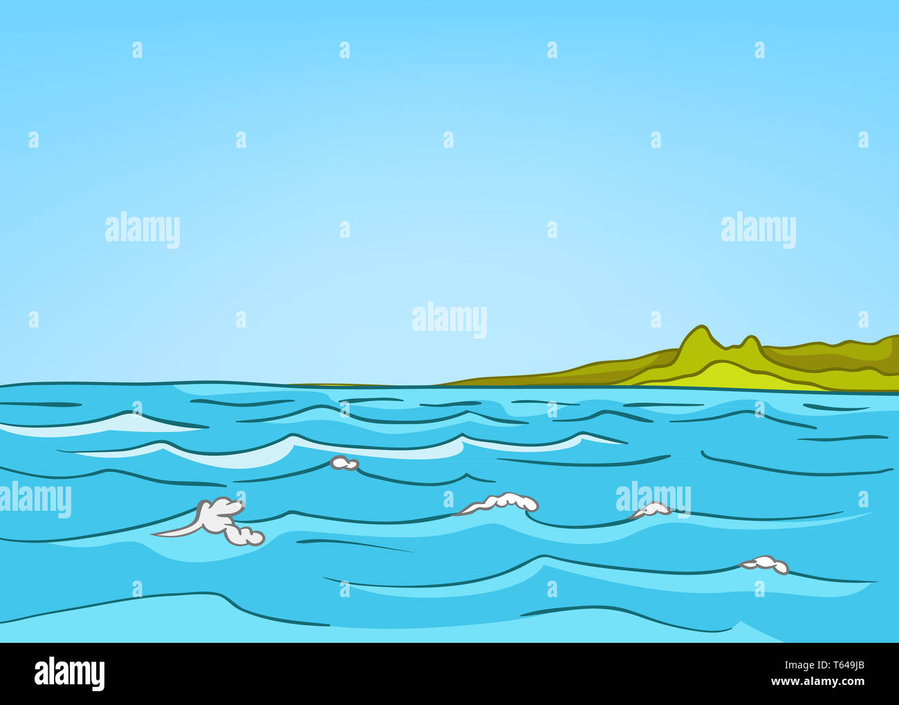 Cartoon-Natur-Landschaft-Meer Stockfoto