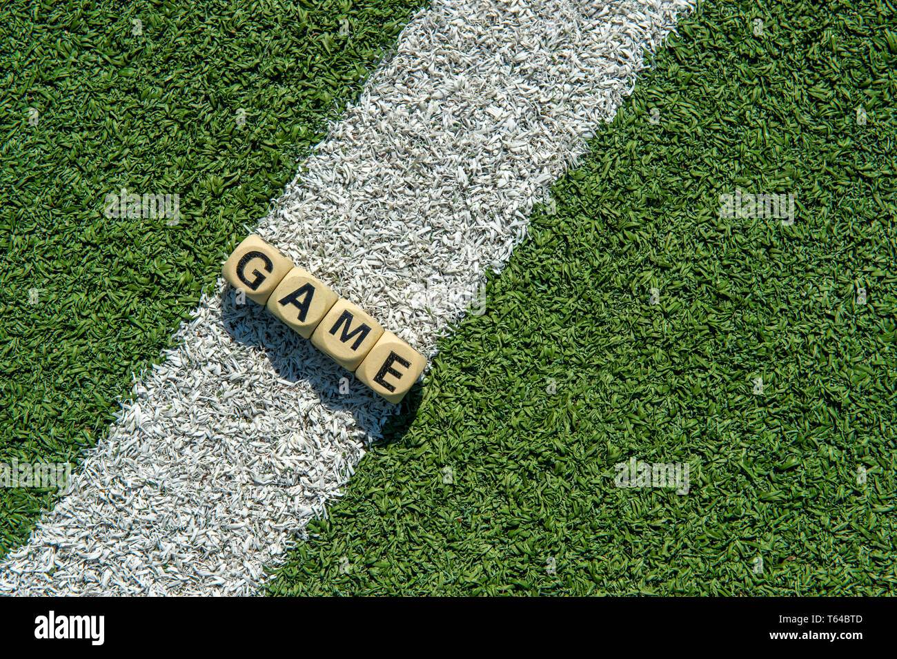 Spiel Hintergrund und kleine Würfel mit thematischen Text Stockfoto