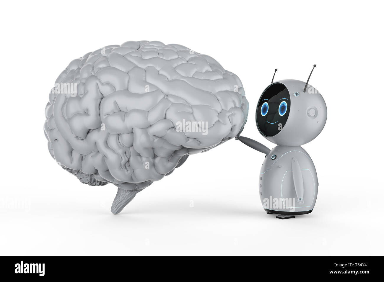 Medizintechnik Konzept mit 3D-Rendering ai Roboter mit weißen Gehirn Stockfoto