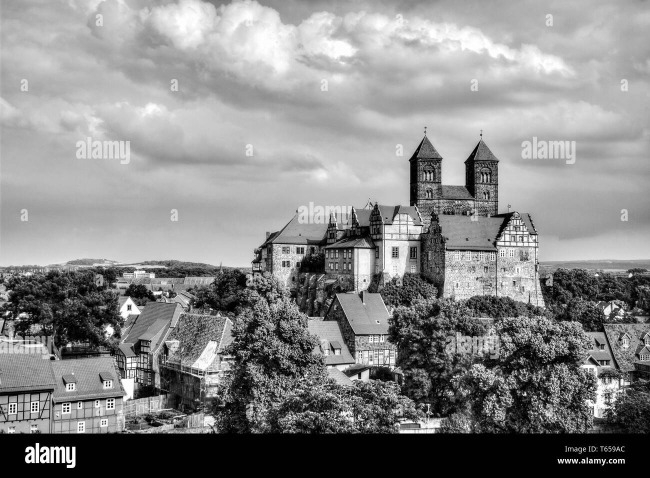 UNESCO-Weltkulturerbe Stadt Quedlinburg, Harz, Sachsen-Anhalt, Deutschland Stockfoto