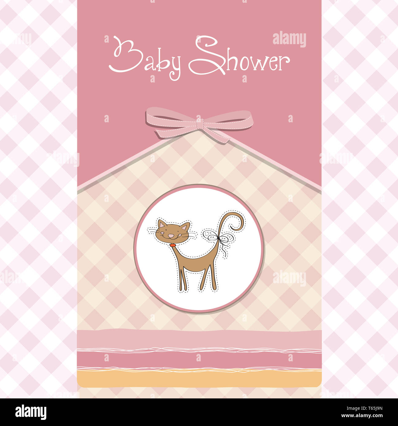 neue Baby-Dusche-Karte mit Katze Stockfoto