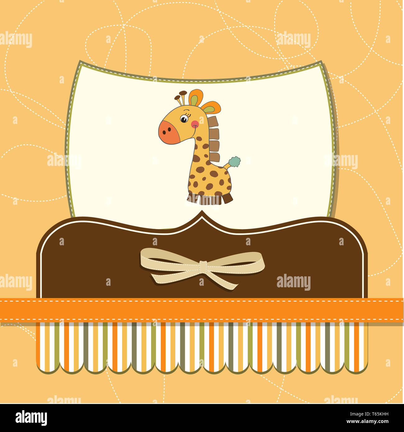 neue Baby Ankündigung Karte mit giraffe Stockfoto