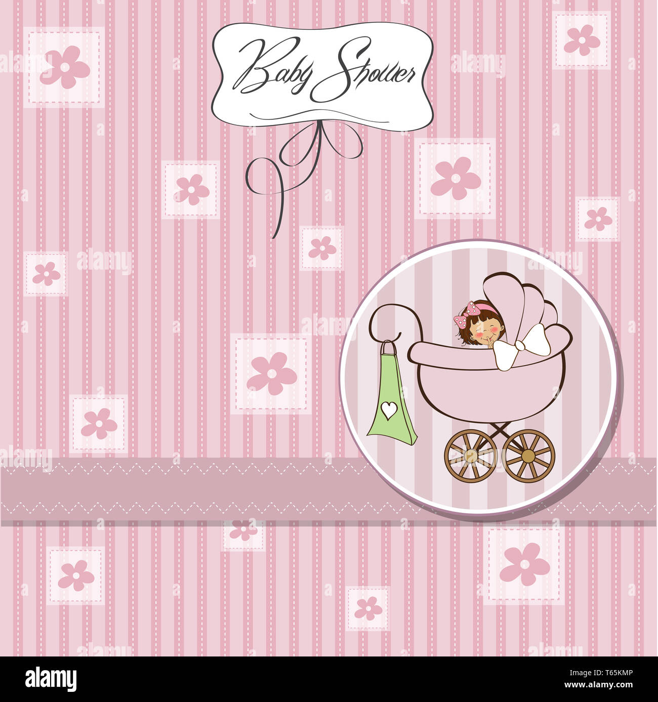 Baby Mädchen Ankündigung Karte Stockfoto