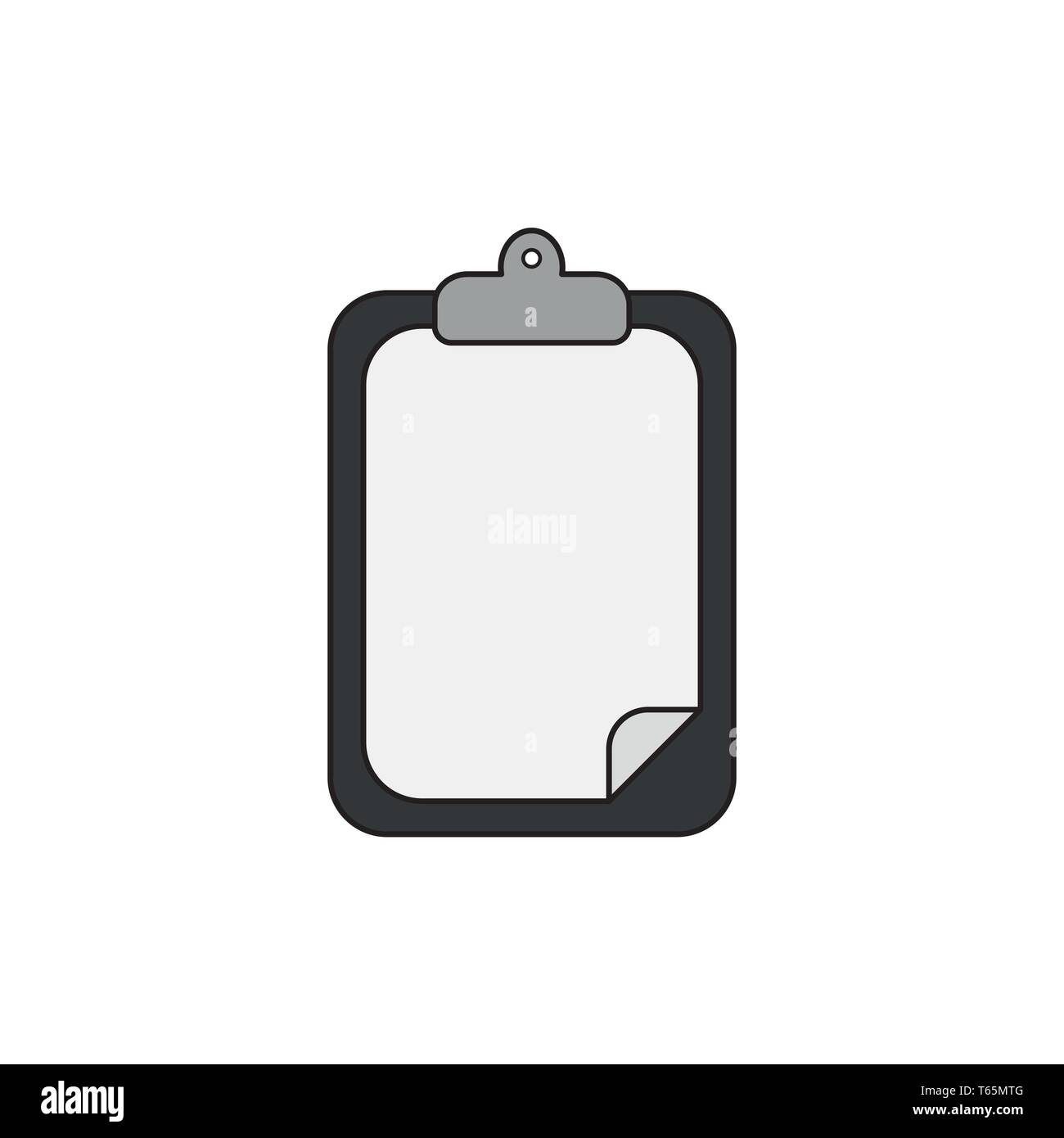 Vektor icon Konzept der Zwischenablage schwarz mit weißem Papier. Schwarzen umrissen und gefärbt. Stock Vektor