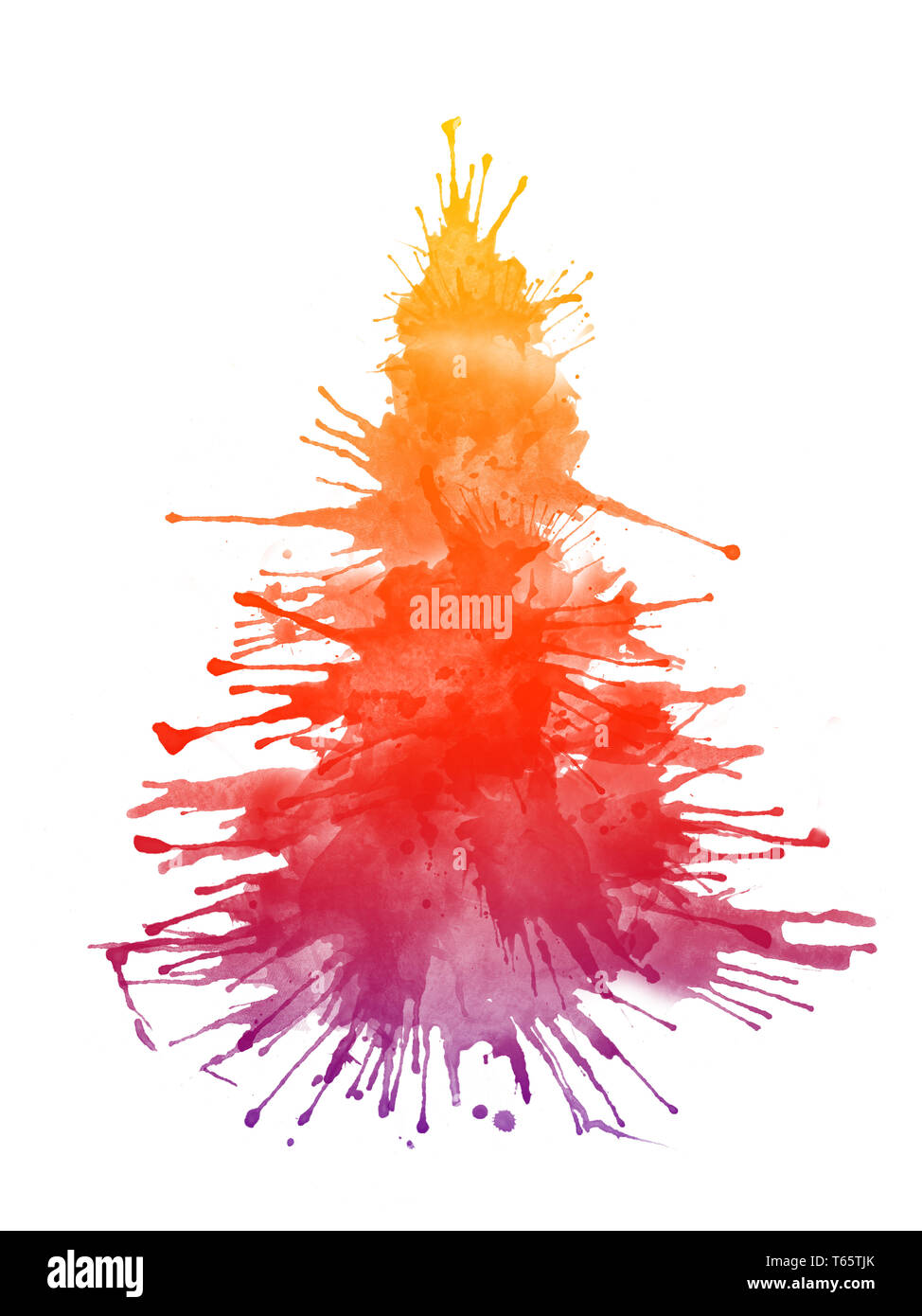 Aquarell Weihnachtsbaum Stockfoto