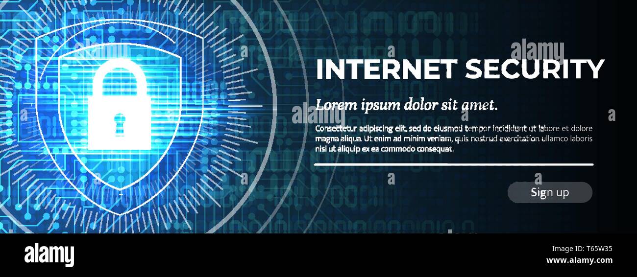 Sicherheit im Internet. Das Blaue digitale Hintergrund. Vektor. Stock Vektor