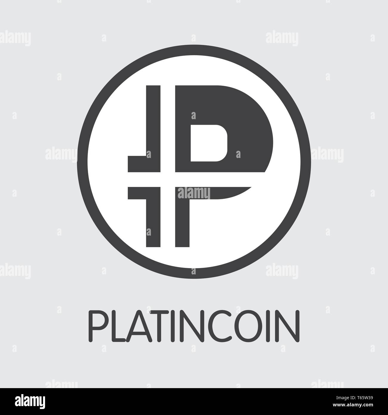 PLC-Platincoin. Das Symbol der Crypto Münzen oder Markt Emblem. Stock Vektor