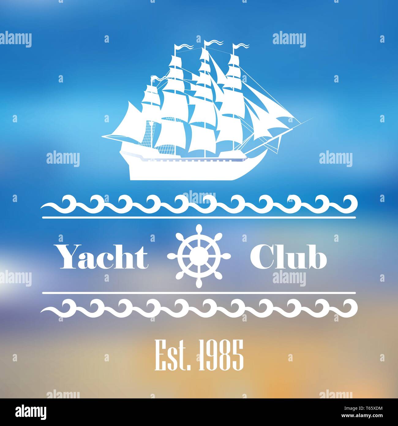 Segelboot logo für Yacht Club oder Marina Stock Vektor