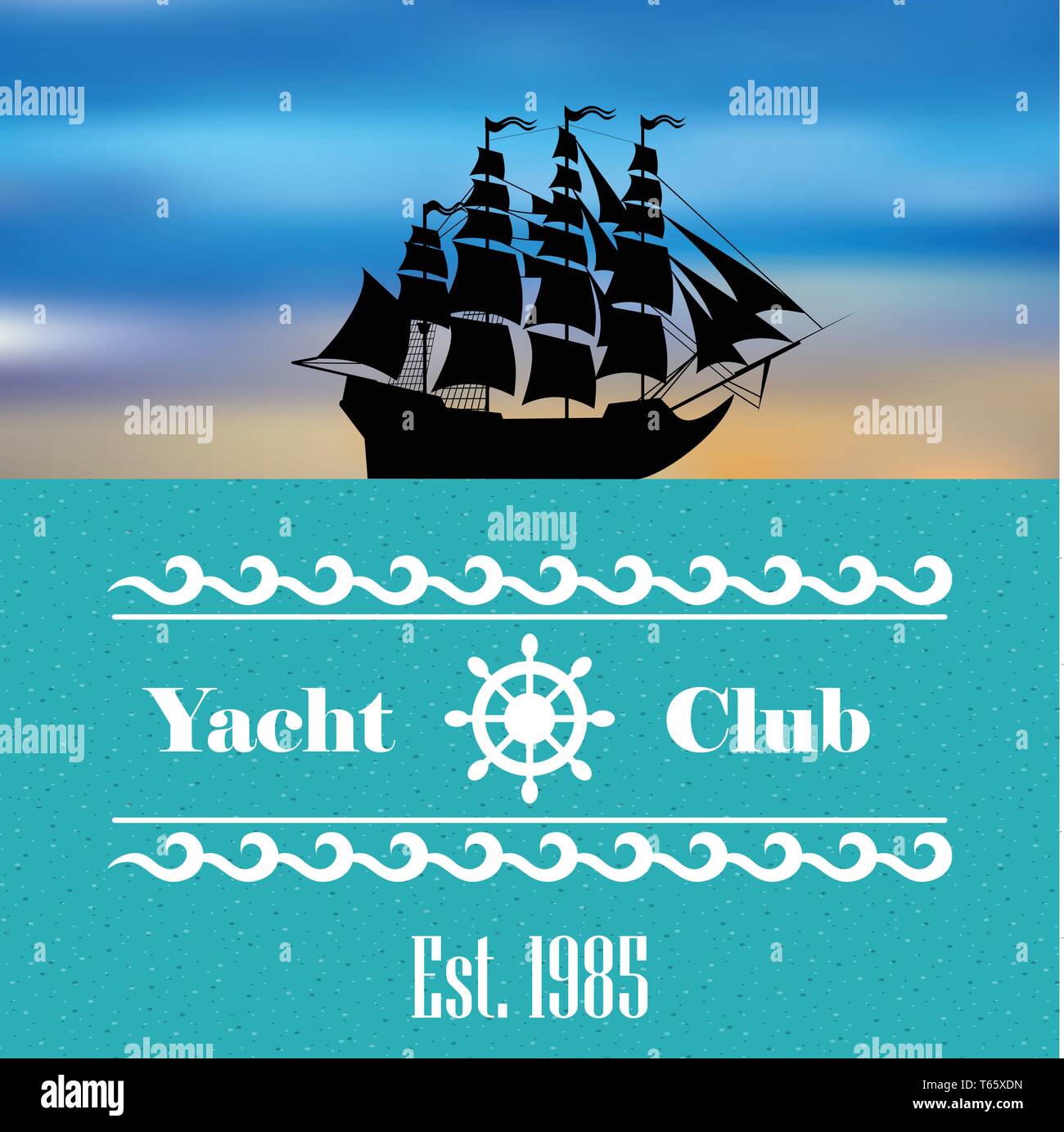 Segelboot logo für Yacht Club oder Marina Stock Vektor