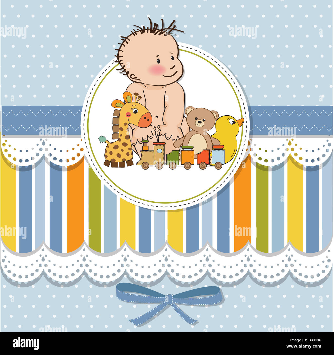 Baby Boy-Dusche-Karte Stockfoto