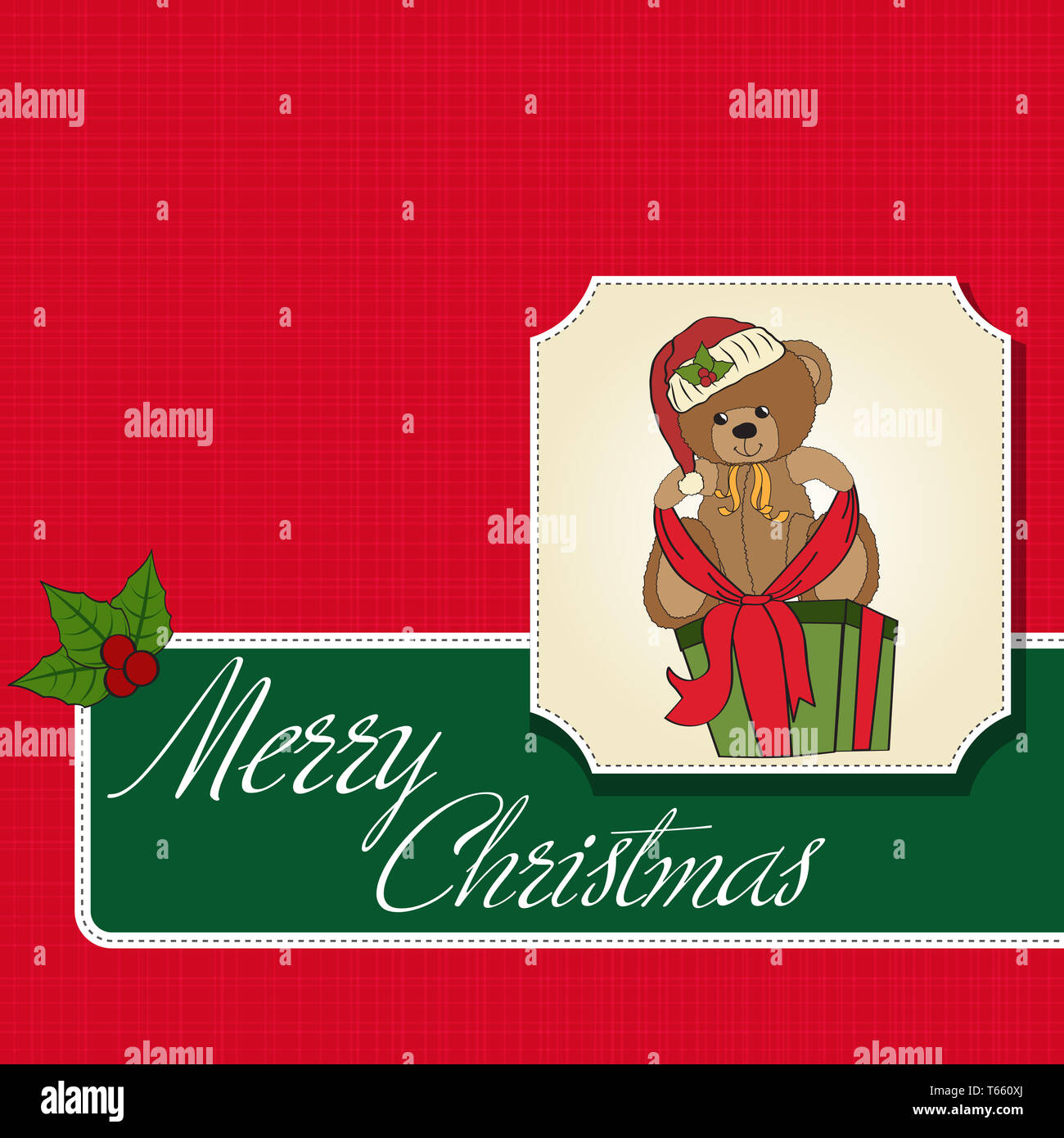 niedlichen Teddy mit großen Weihnachten Geschenk-box Stockfoto