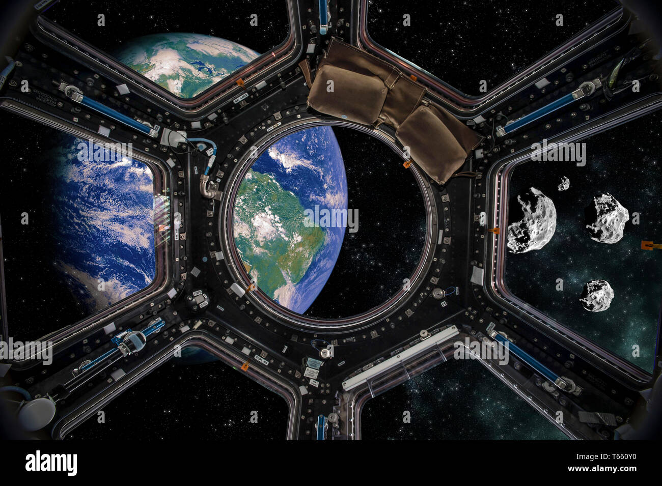 Erde und Weltraum Ansicht aus einem Raumschiff. Elemente dieses Bild von der NASA eingerichtet. Stockfoto