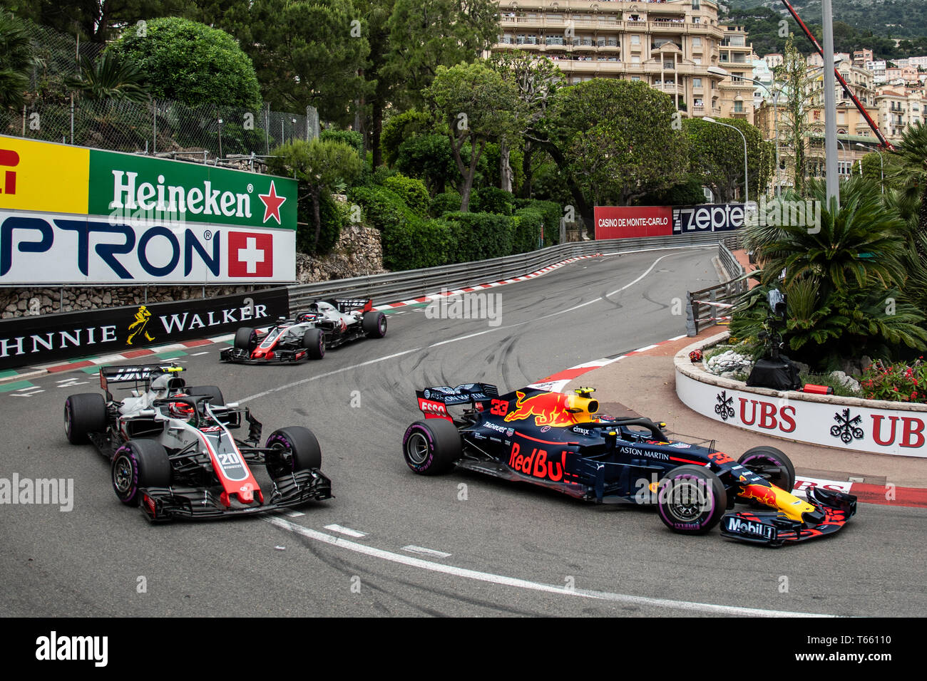 Monte Carlo / Monaco - 05/27/2018 - #33 Max VERSTAPPEN (NDL, Red Bull Racing RB 14), die an der Rückseite des Rasters, nachdem das Auto in der Wand du Stockfoto