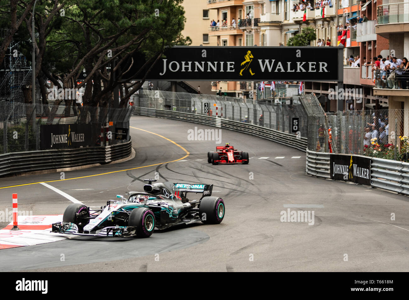 Monte Carlo / Monaco - 05/27/2018 - #44 Lewis Hamilton (GBR) in seinem Mercedes W09 während der GP von Monaco Stockfoto