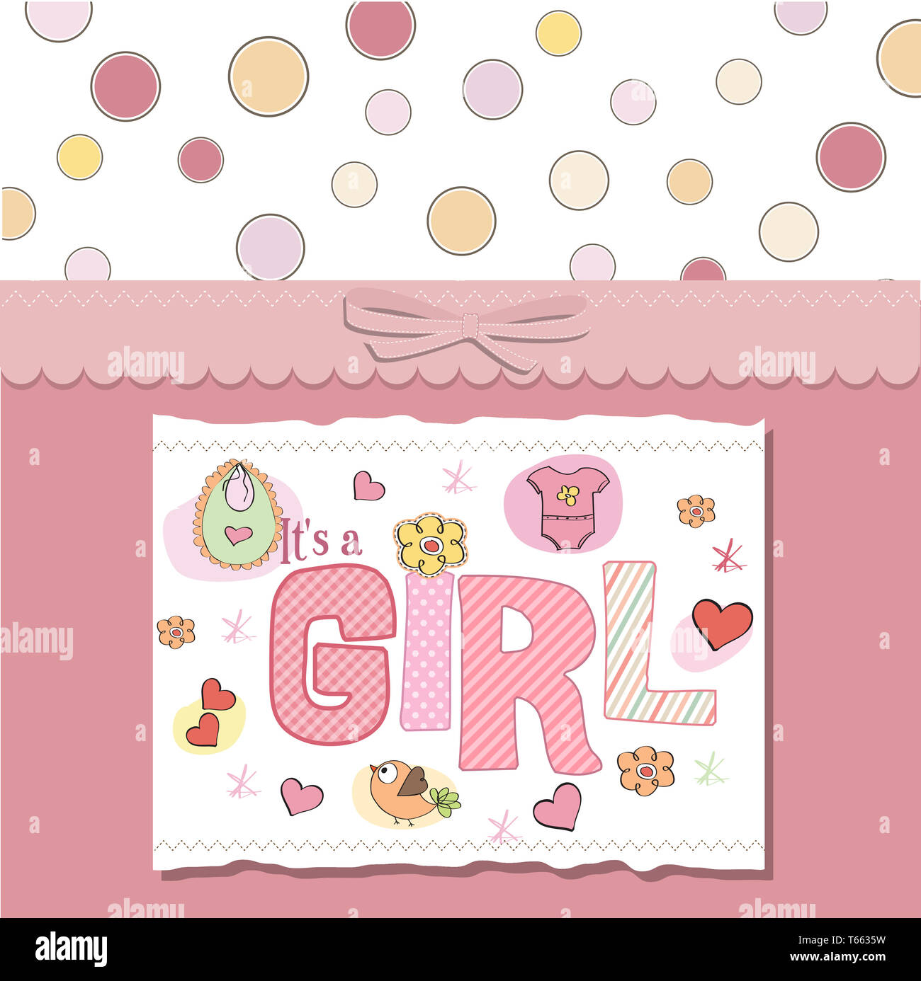 Baby-Mädchen-Dusche-Karte Stockfoto