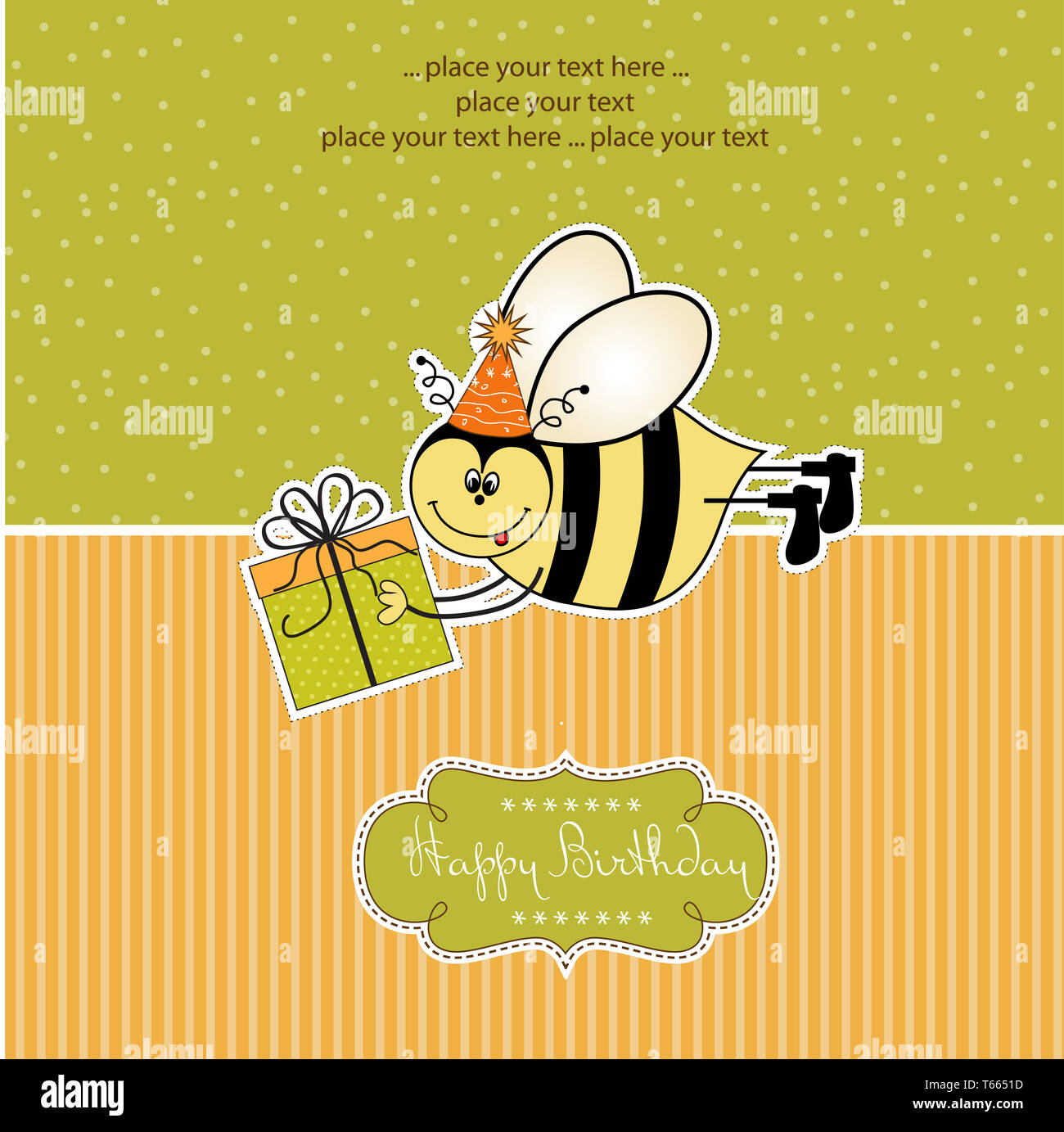 Geburtstagskarte mit Biene Stockfoto