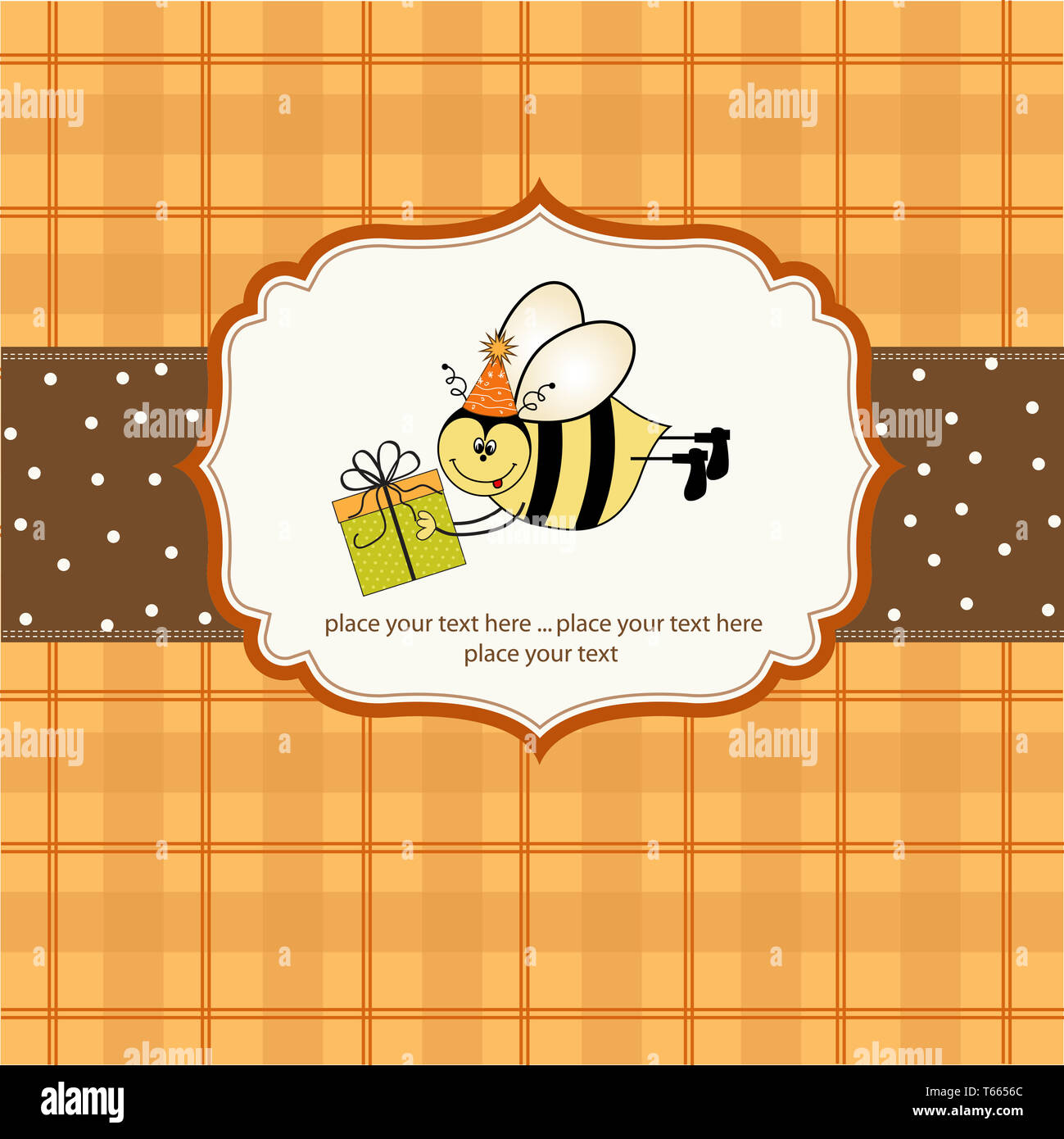 Geburtstagskarte mit Biene Stockfoto