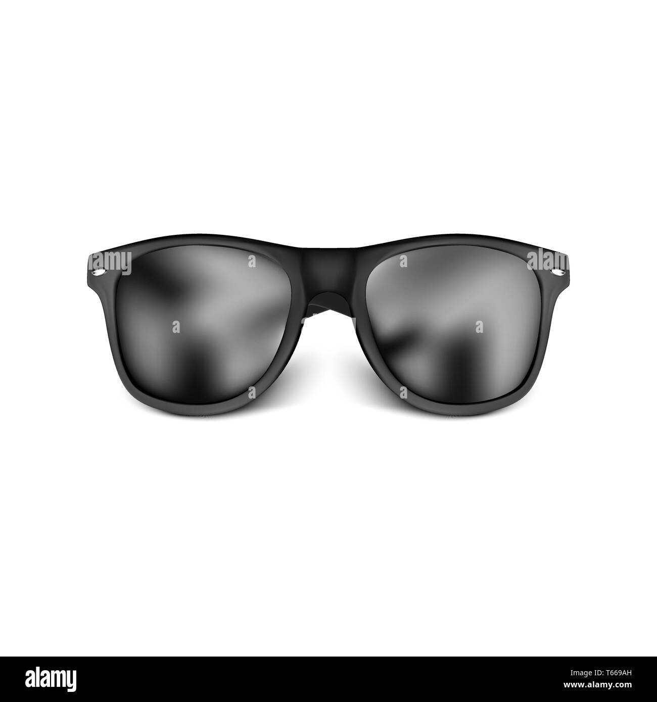 Realistische schwarze Sonnenbrille auf weißem Hintergrund. Vector Illustration. Stock Vektor