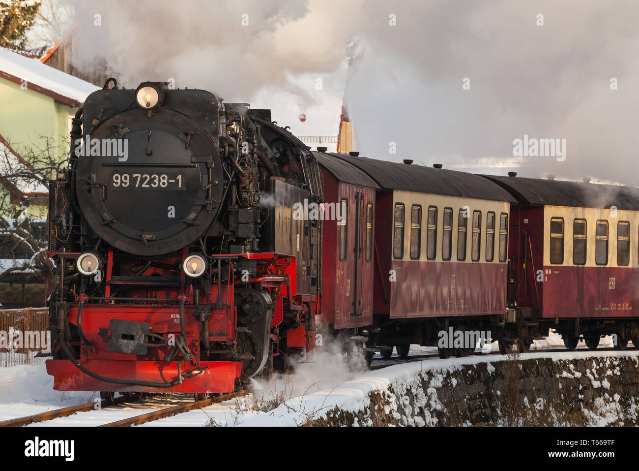 Narrow-Gauge Eisenbahn Harzquerbahn genannt, Selketal, Harz, Deutschland Stockfoto