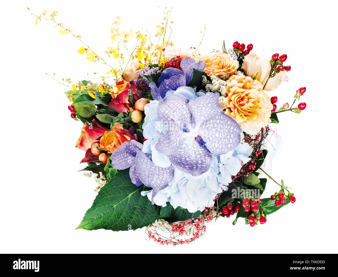 Bunte, mit Blumenmustern Anordnung von Rosen, Lilien, kostenfreie Stockfoto