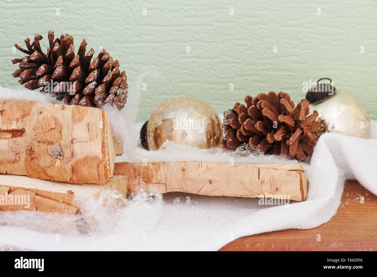 Abstrakte Komposition aus Birke, Weihnachten ba Stockfoto