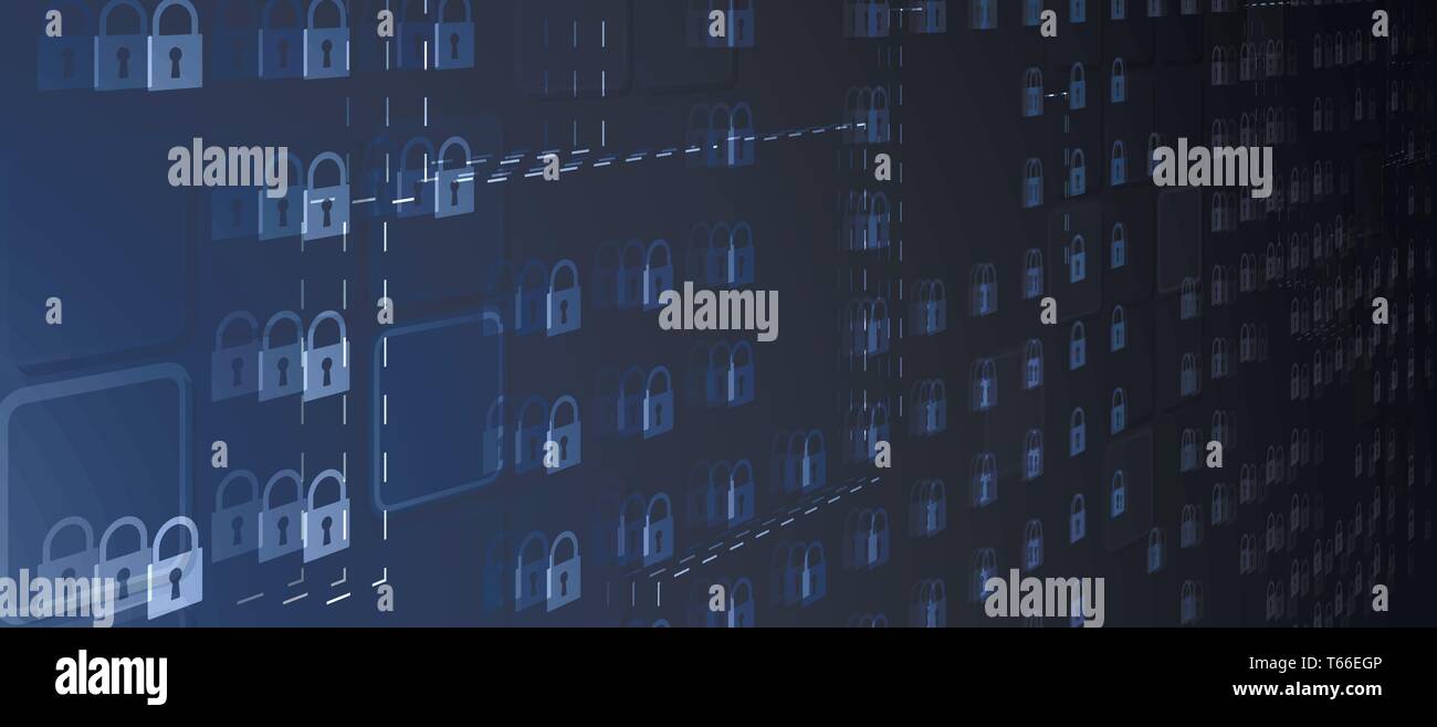 Cybersecurity und Informationen oder Netzwerk Schutz. Zukunft cyber Technologie Web Services für Business und Internet Projekt Stock Vektor