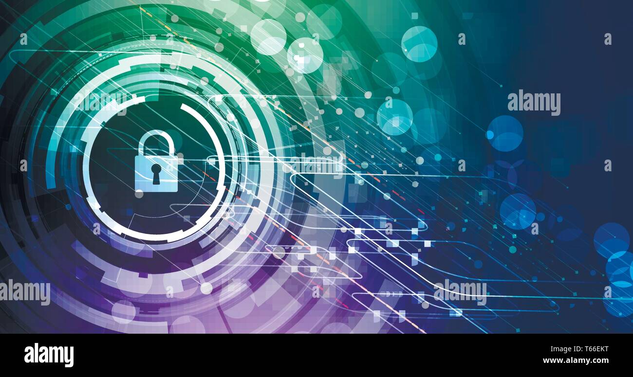 Cybersecurity und Informationen oder Netzwerk Schutz. Zukunft cyber Technologie Web Services für Business und Internet Projekt Stock Vektor