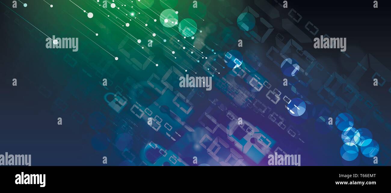 Cybersecurity und Informationen oder Netzwerk Schutz. Zukunft cyber Technologie Web Services für Business und Internet Projekt Stock Vektor