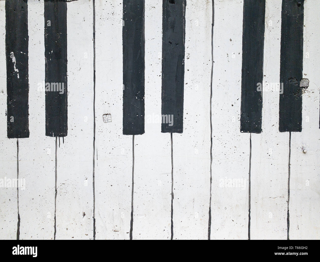 Musik Hintergrund Klavier Schlüssel in eine Mauer. Stockfoto