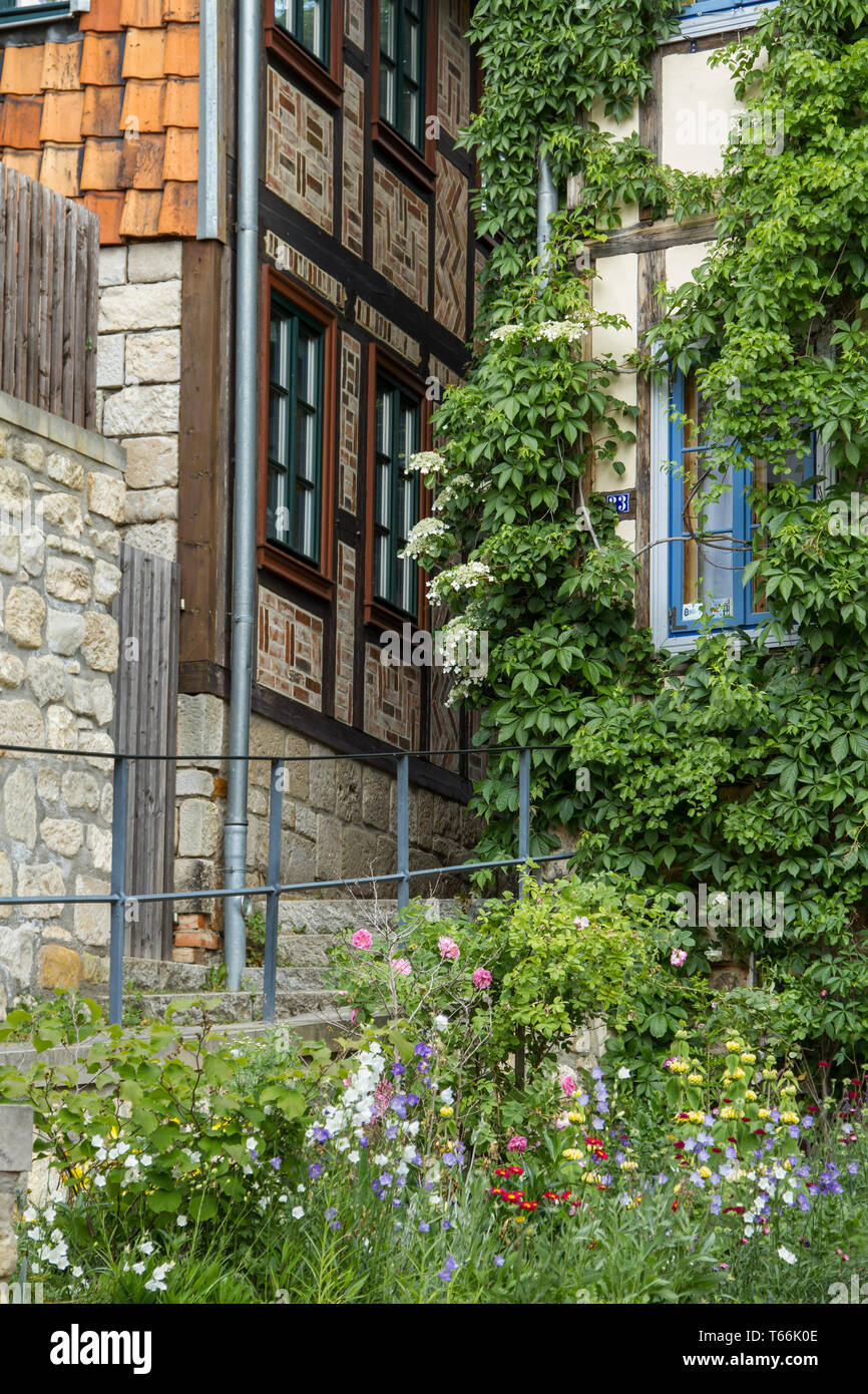 UNESCO-Weltkulturerbe Stadt Quedlinburg, Harz, Sachsen-Anhalt, Deutschland Stockfoto