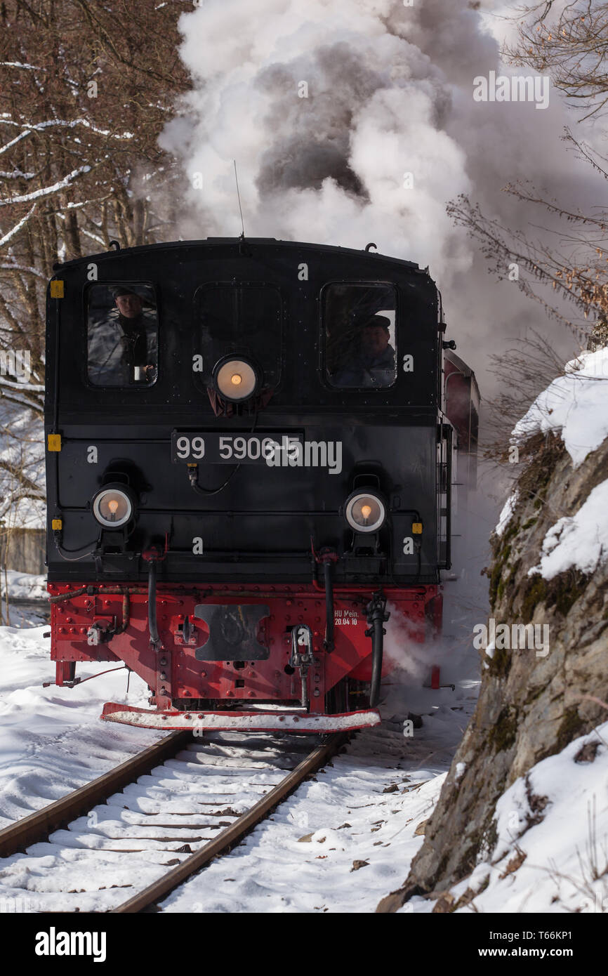 Narrow-Gauge Eisenbahn Harzquerbahn genannt, Selketal, Harz, Deutschland Stockfoto