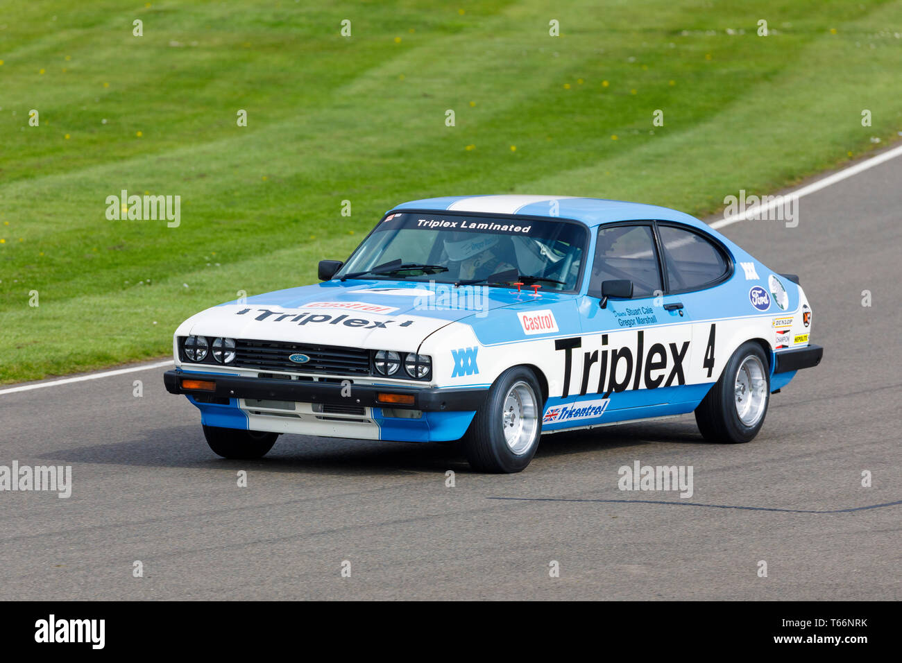 1980 Ford Capri III 3.0s mit Fahrer Stuart Caie während der Gerry Marshall Trophy Rennen in der 77. Goodwood GRRC Mitgliederversammlung, Sussex, UK. Stockfoto