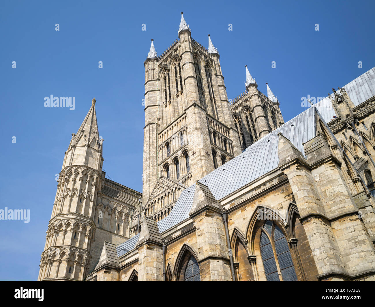 West Towers und Langhaus der Kathedrale von Lincoln Stockfoto