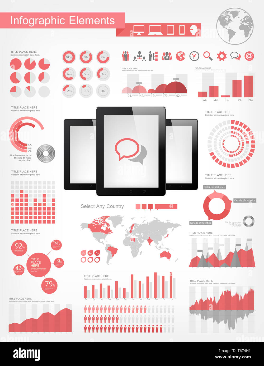 Digitale Tabletten Infografik Elemente Stockfoto