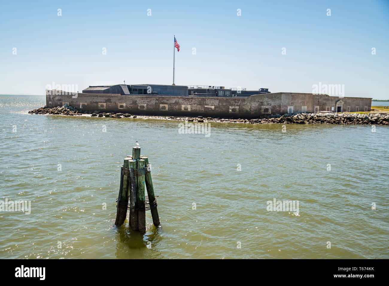 Blick vom Boot von Fort Sumter National Monument in Charleston SC. USA Stockfoto