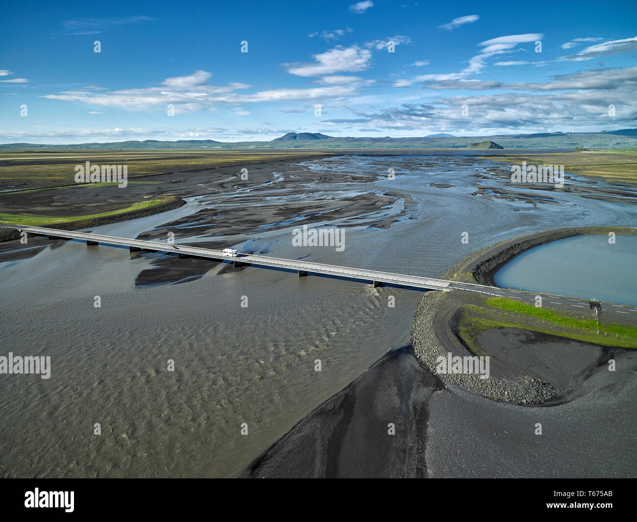 Markarfljotsbru markarfljot Fluß, Brücke, South Coast, Island Stockfoto