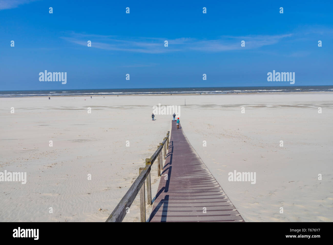 Nordsee Insel Juist, Ostfriesland, Holz- Promenade zum Strand, Niedersachsen, Deutschland, Stockfoto